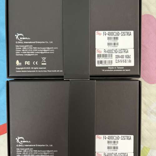 [B-Die] 2套連號 G.Skill Trident Z Royal Gold D4 4000MHz 16G*2 (F4-4000C16D-32...
