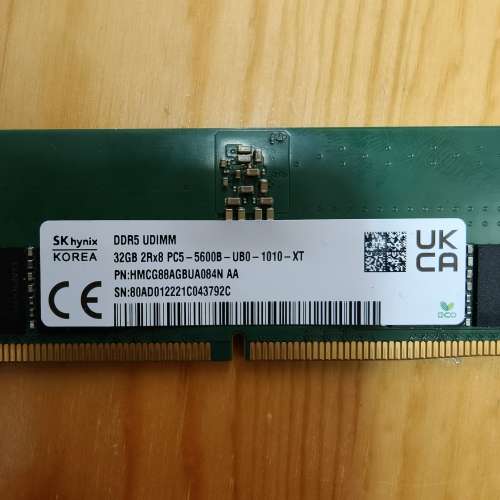 Sk hynix 海力士 DDR5 32GB*4 128GB 2Rx8 HMCG88AGBUA084N