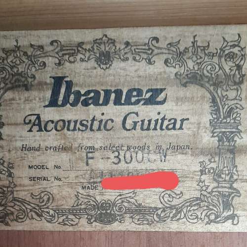 Ibanez F-300 CW 80s MADE IN JAPAN acoustic guitar 絕版木結他