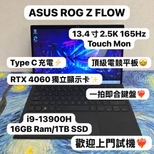 (華碩RTX4060 獨立顯示卡電競平板電腦✨)ASUS ROG Flow 13 GZ301VV /i9-13900H/16G...