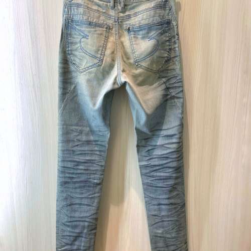 日本潮牌 Semantic Design Biker Jeans 男裝仿舊牛仔褲 淺藍色虎紋 Smart Casual