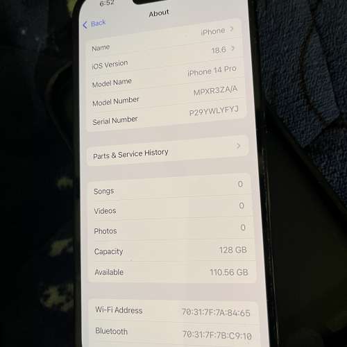 港行iphone14 pro  128gb battery health 100%