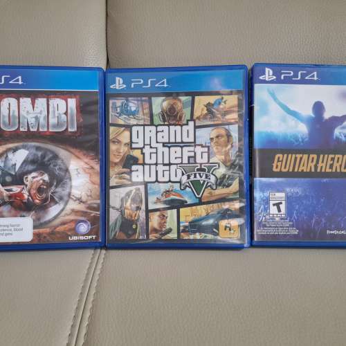 Playstation九成新 PS4 Gta 5 Guitar Hero Live 每盒90元 Zombi U 140元