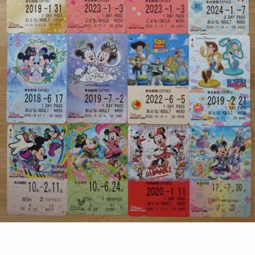 東京迪士尼車票 車飛 紀念卡 已使用 每張價唔同.