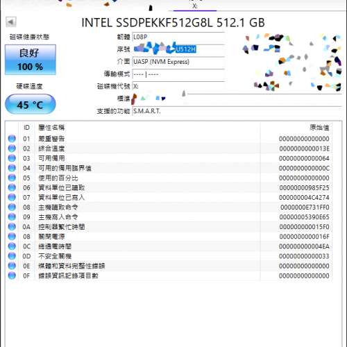 已賣出***Intel 512GB SSD M.2 健康度 100%良好 **不議價**