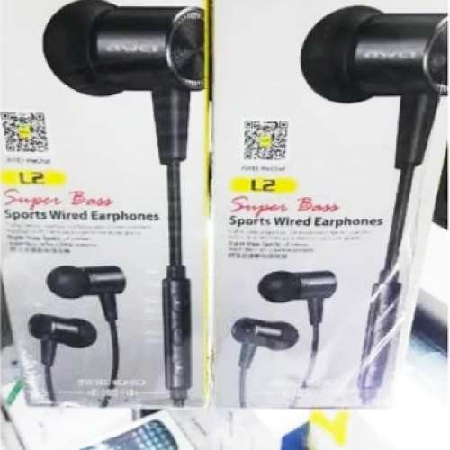 全新Awei L2 Super Bass 3.5mm帶控制黑色免提入耳式耳機 (附包裝盒）
