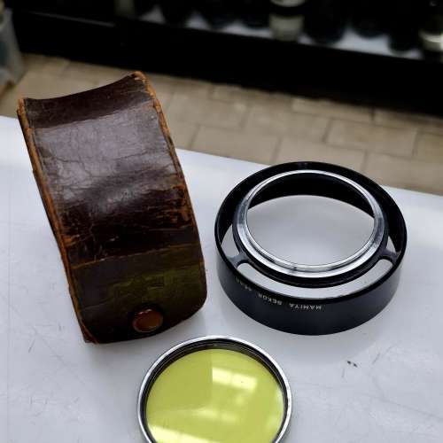 上海 雙鏡機 金鐲遮光罩 MAMIYA 48MM METAL HOOD + YELLOW FILTER  ROLLEIFLEX BAY...