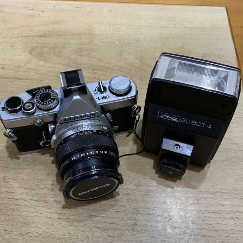 超新OLYMPUS OM-1N 連原廠50mm 1.4光圈鏡頭+Metz閃燈 各功能全正常