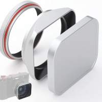 Haoge LH-X200S Square Metal Lens Hood with 49mm Adapter Ring Metal Cap