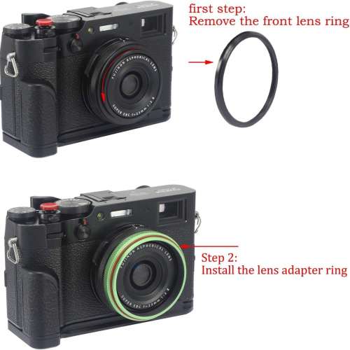 Haoge LH-X200S Square Metal Lens Hood with 49mm Adapter Ring Metal Cap