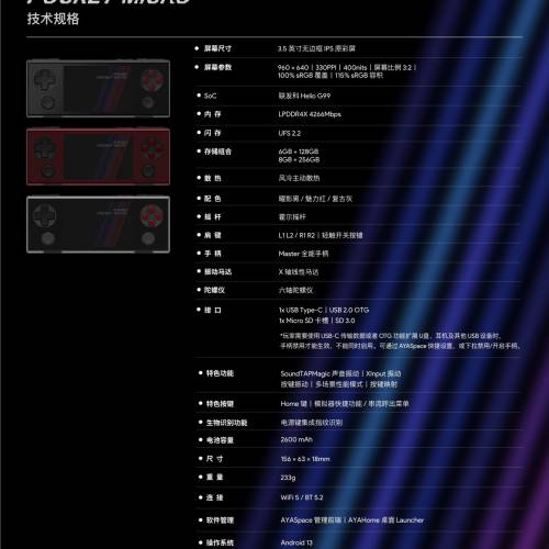 🚛包順豐櫃 AYANEO Pocket MICRO 橫版復古掌機遊戲機 G99處理器 8+256G🎮