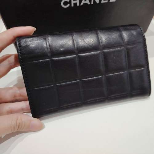 CHANEL中古黑金朱古力方格兩摺銀包 Chanel Vintage Choco Bar Flap Wallet
