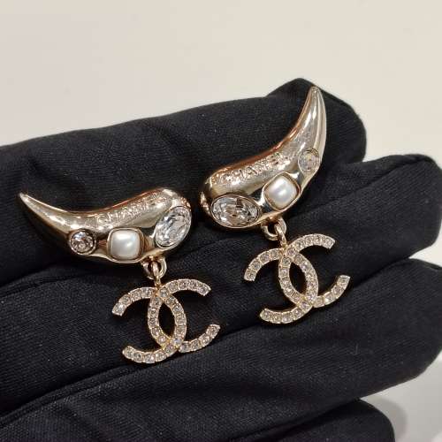CHANEL CC水鑽仿珍珠耳環