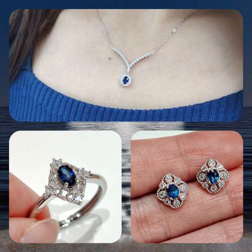925純銀天然藍寶石首飾套裝 Sterling Silver Natural Sapphire Jewelry Set