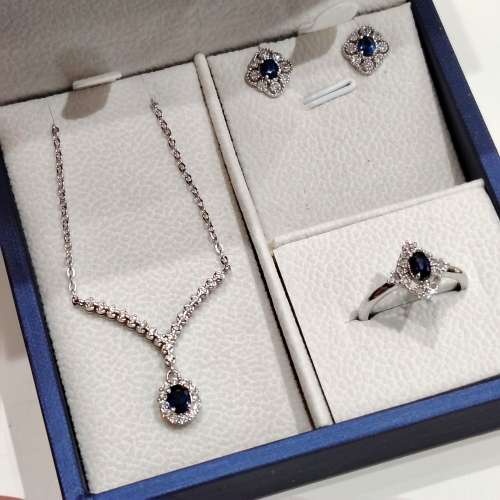 925純銀天然藍寶石首飾套裝 Sterling Silver Natural Sapphire Jewelry Set