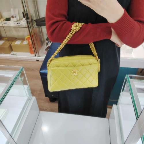 {罕有款} CHANEL中古CC轉鎖菱格皮穿鍊打結手袋 *RARE* Vintage Chanel Matelasse C...