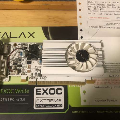 GALAX GeForce GTX 1030 EXOC WHITE-LP 2GB D5半高顯示卡，合細機箱用