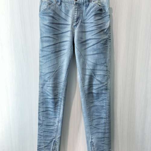 日本潮牌 Semantic Design Biker Jeans 男裝仿舊牛仔褲 淺藍色虎紋 Smart Casual