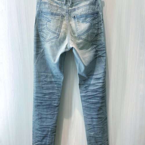 日本潮牌 Semantic Design Biker Jeans 男裝仿舊牛仔褲 淺藍色虎紋 Smart Casual