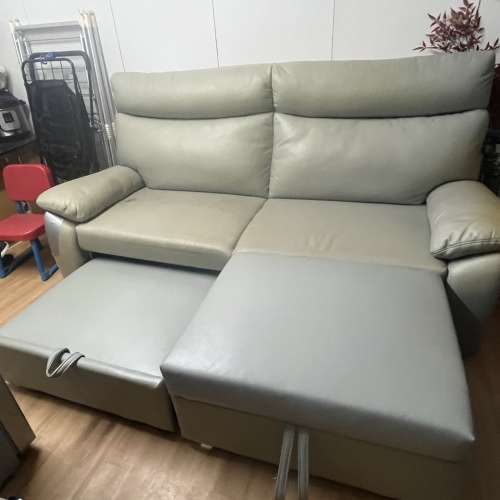 灰色三人梳化 可延伸睡覺