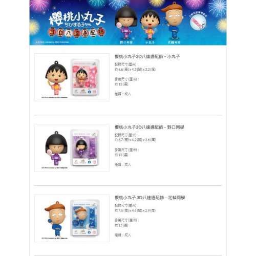 櫻桃小丸子 / 花輪同學(花輪和彥) / 野口同學(野口笑子) 2022年 3D八達通配飾