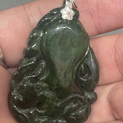 真色真玉 乾青1個 925純銀扣 $680