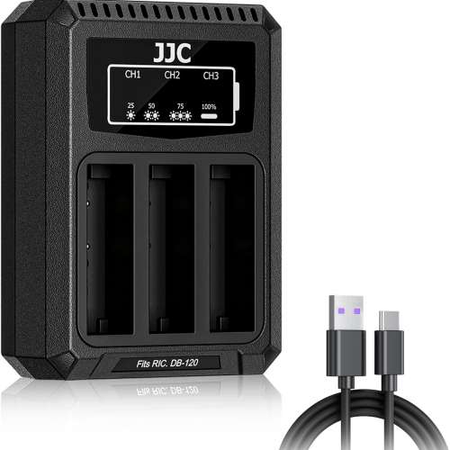 JJC DB-120 Multi Battery USB Charger with USB-C Port, for Ricoh GR IV GRIV GR4