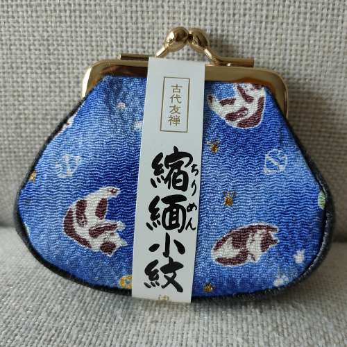 縮緬小紋貓貓圖案零錢包