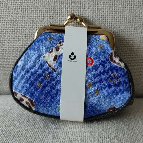 縮緬小紋貓貓圖案零錢包