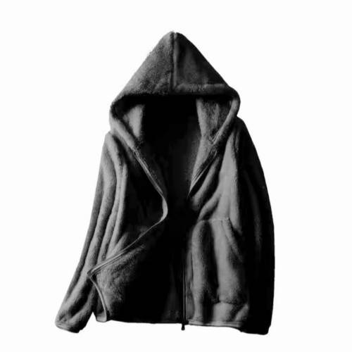 雙面搖粒絨連帽外套黑色XL碼