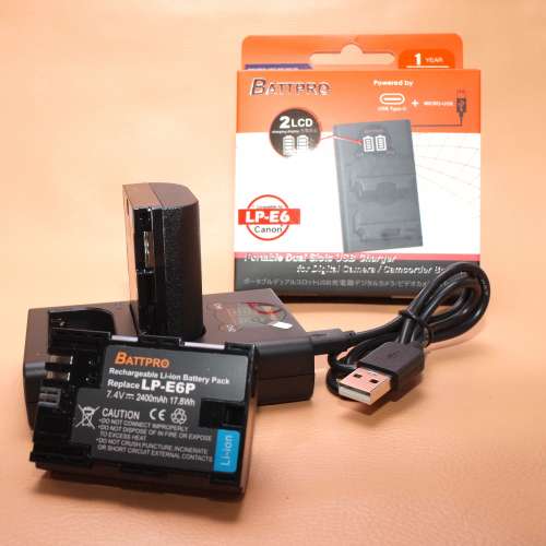 上到行驗證！( 2x LP-E6P電池 連 1x LPE6P雙位充電器 )優惠套裝合Canon R5 Mark II...