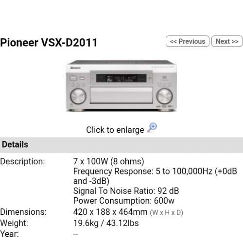 （ 壞機 ）Pioneer VSX-D2011 7 聲道AV 擴音機