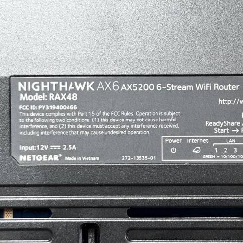 Netgear RAX48 AX5300 雙頻 WiFi 6 Router 支援 1000M光纖寬頻 及2.4/5Ghz WiFi