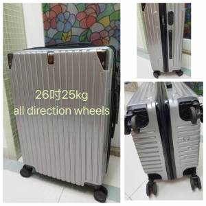 26吋銀色萬向輪旅行旅遊行李箱篋25kg travel all direction luggage suitcase