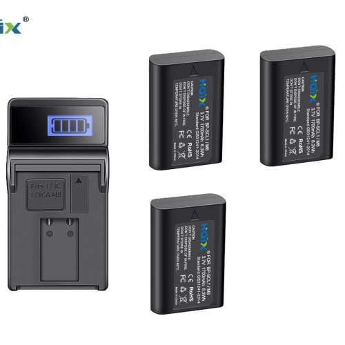 HQIX 3 Pcs BP-SCL1 Batteries With LCD Display USB Charger 三電池連充電機