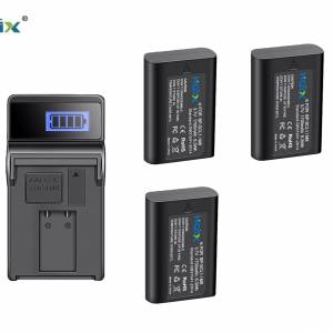 HQIX 3 Pcs BP-SCL1 Batteries With LCD Display USB Charger 三電池連充電機