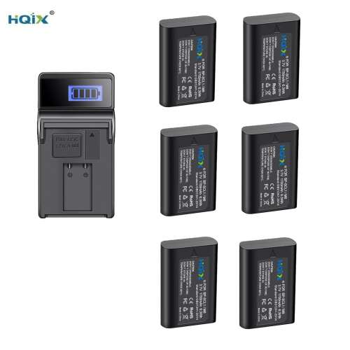 HQIX 6 Pcs BP-SCL1 Batteries With LCD Display USB Charger