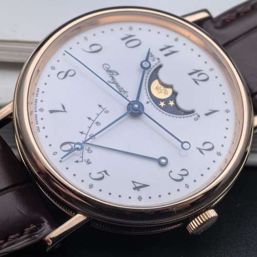 寶璣18k玫瑰金月相琺瑯腕錶