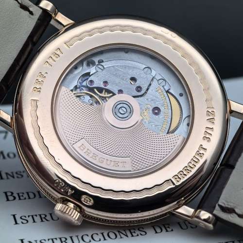 寶璣18k玫瑰金月相琺瑯腕錶