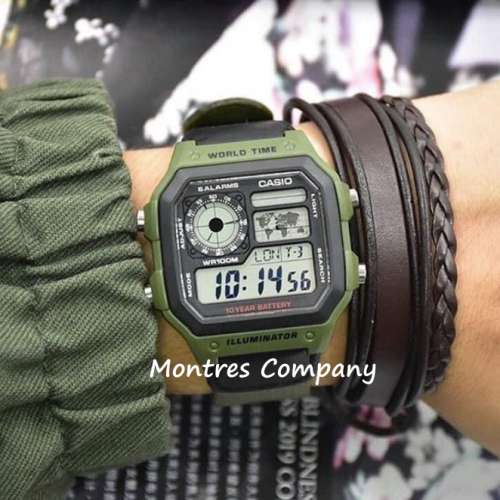 Montres Company 香港註冊公司(32年老店) 卡西歐 CASIO 世界地圖 十年電池壽命 AE-...