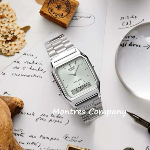 Montres Company 香港註冊公司(32年老店) 卡西歐 CASIO 不鏽鋼錶帶 細錶徑 AQ-230A...