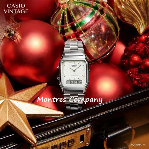 Montres Company 香港註冊公司(32年老店) 卡西歐 CASIO 不鏽鋼錶帶 細錶徑 AQ-230A...