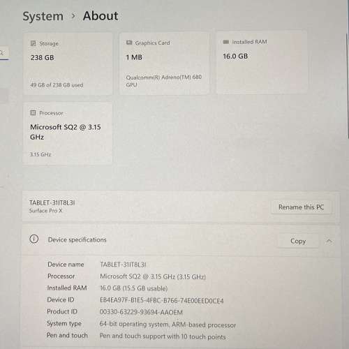 Microsoft Surface Pro X 13吋 4G (SQ2, 16+256GB)