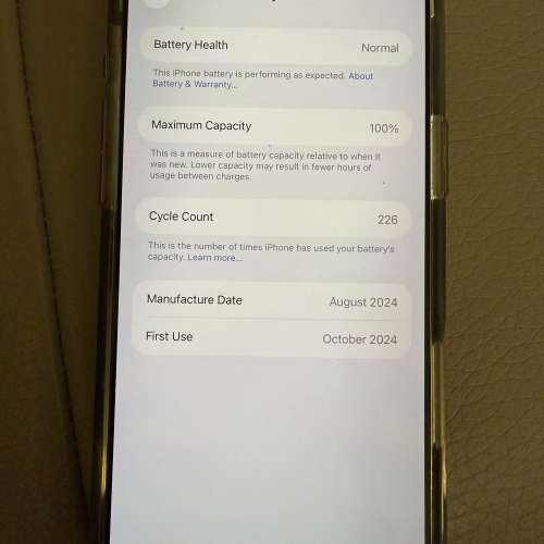 iPhone 16 pro max Natural Titanium 原裝電池100%