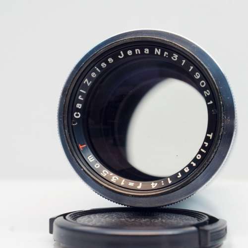 黃銅重版 Carl Zeiss Jena 紅T Triotar 135mm f4, Germany (非常新淨, 15葉)