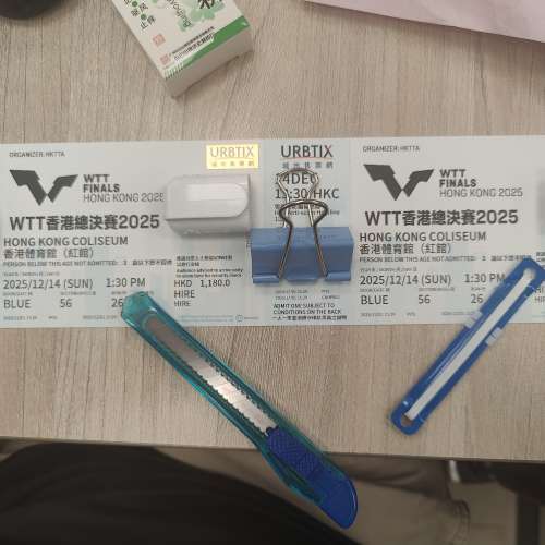 現票 WTT 香港總決賽 2025 門票 14/12 (日) S9 S10 $1180