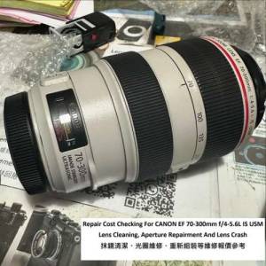 Repair Cost Checking For CANON EF 70-300mm f/4-5.6L IS USM (2010) Lens Cleaning