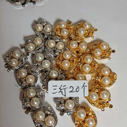 清理存貨平售， 一手 100個 兩行/三行 珠鏈扣，日本進口舊存貨，diy 配頸鏈用，全...