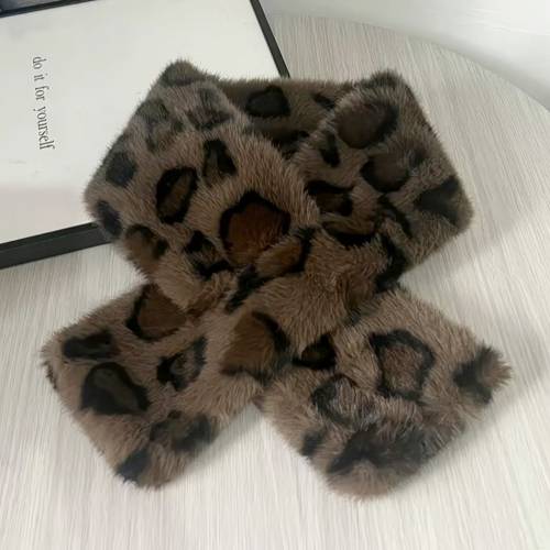 豹紋深啡色毛毛頸巾