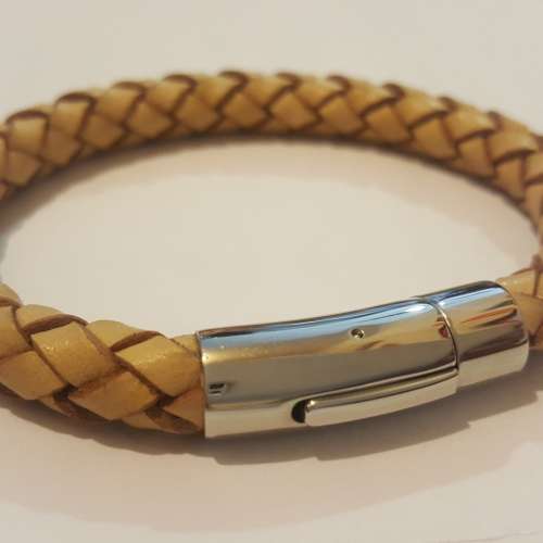 全新 真皮 織皮 手繩 意大利鋼扣 8mm 啡杏色